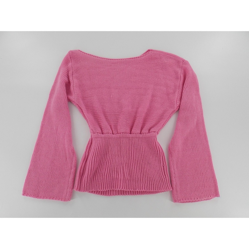SHEIN Peplum Sweater Bell Sleeve Modern Womens Large Pink Knit Pullover‎ Top New